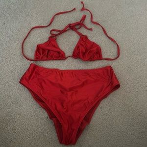 Red Curvy Beach Bikini